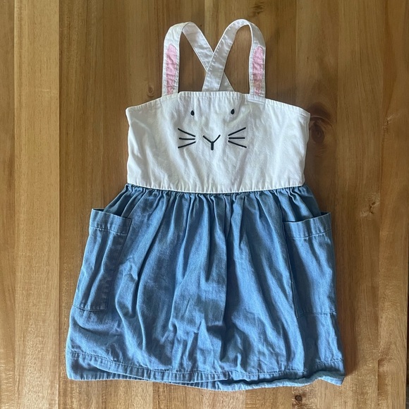 Hanna Andersson Other - Hanna Andersson Chambray Jeans Bunny Jumper Dress, Size 4/100cm